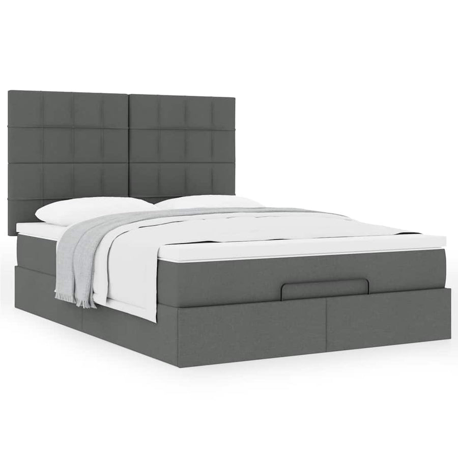 Ottoman bed met matras 140x190cm stof donkergrijs