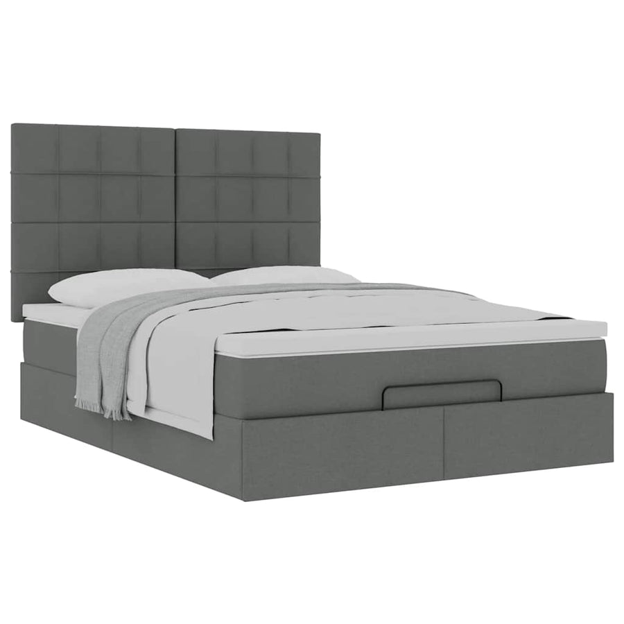 Ottoman bed met matras 140x190cm stof donkergrijs