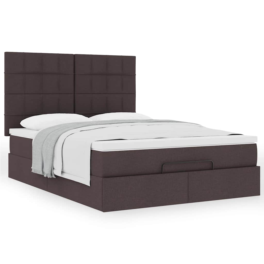 Ottoman bed met matras 140x190cm stof donkerbruin