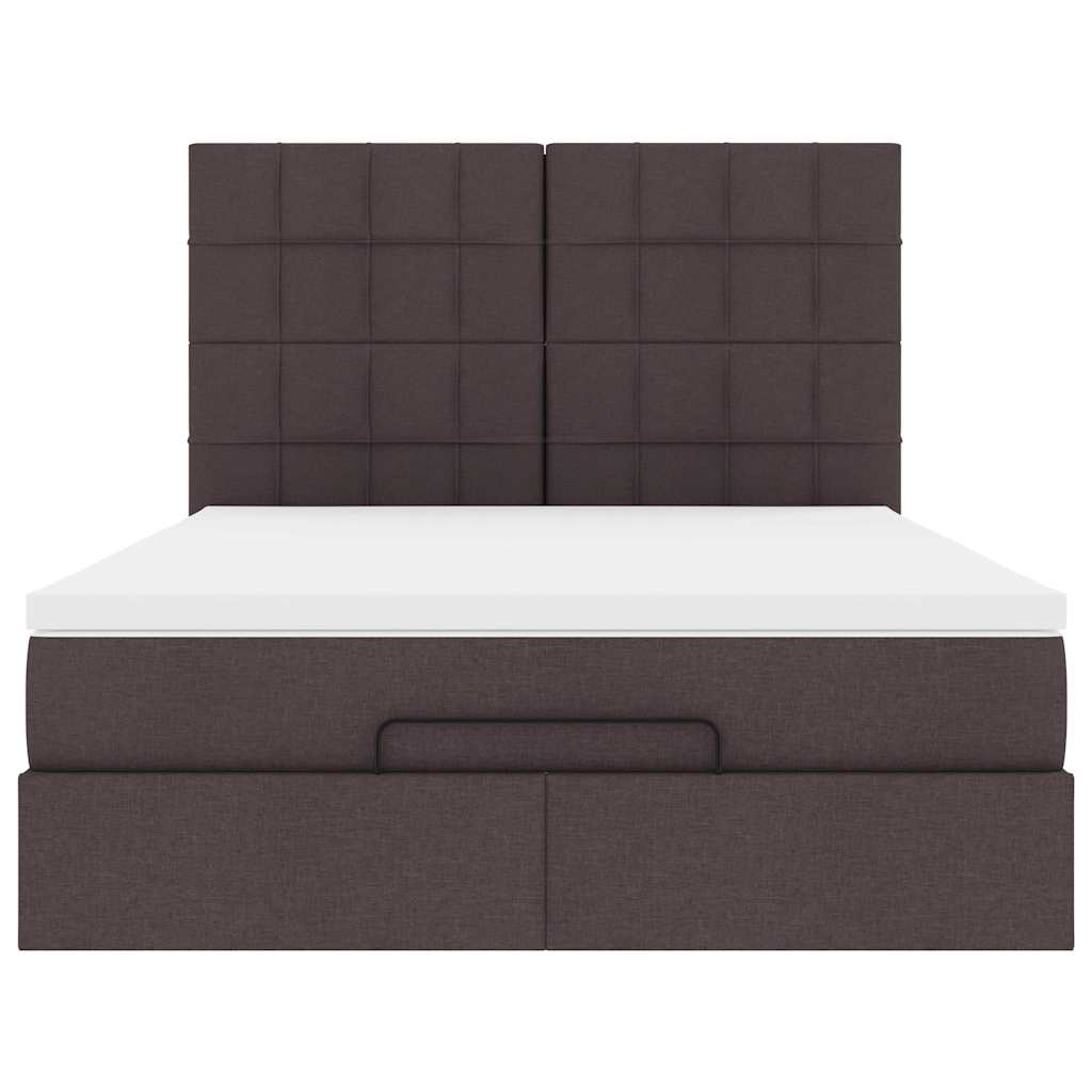 Ottoman bed met matras 140x190cm stof donkerbruin