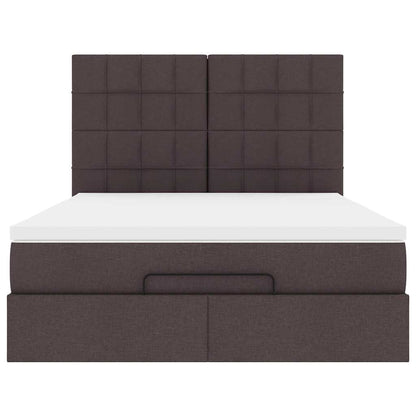 Ottoman bed met matras 140x190cm stof donkerbruin