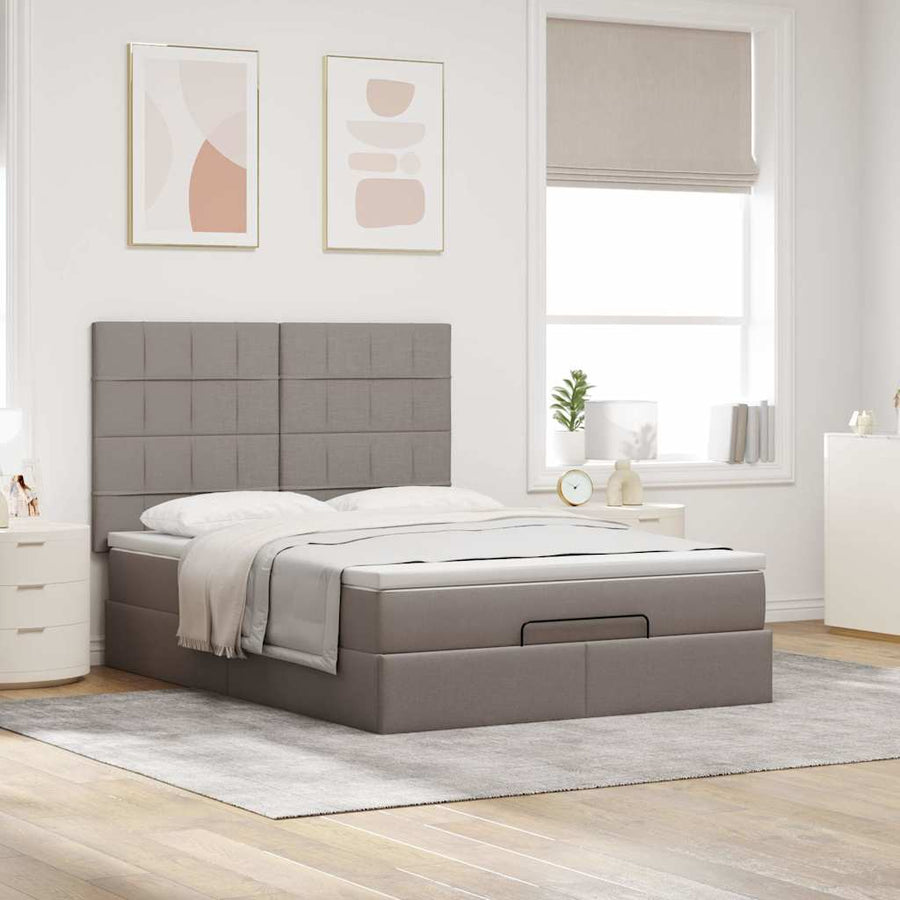 Ottoman Bed Met Matras 140X190Cm Stof 140 x 190 cm Taupe