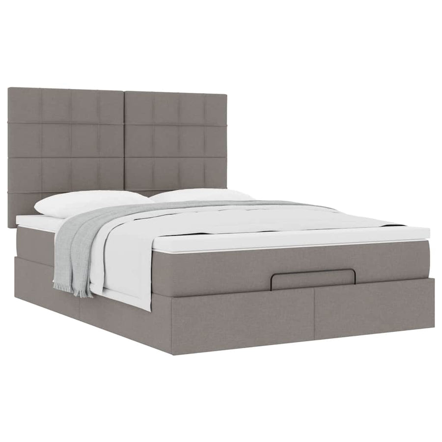 Ottoman Bed Met Matras 140X190Cm Stof 140 x 190 cm Taupe