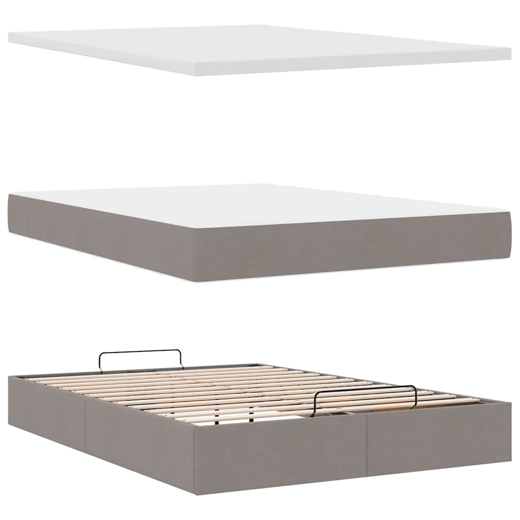 Ottoman Bed Met Matras 140X190Cm Stof 140 x 190 cm Taupe
