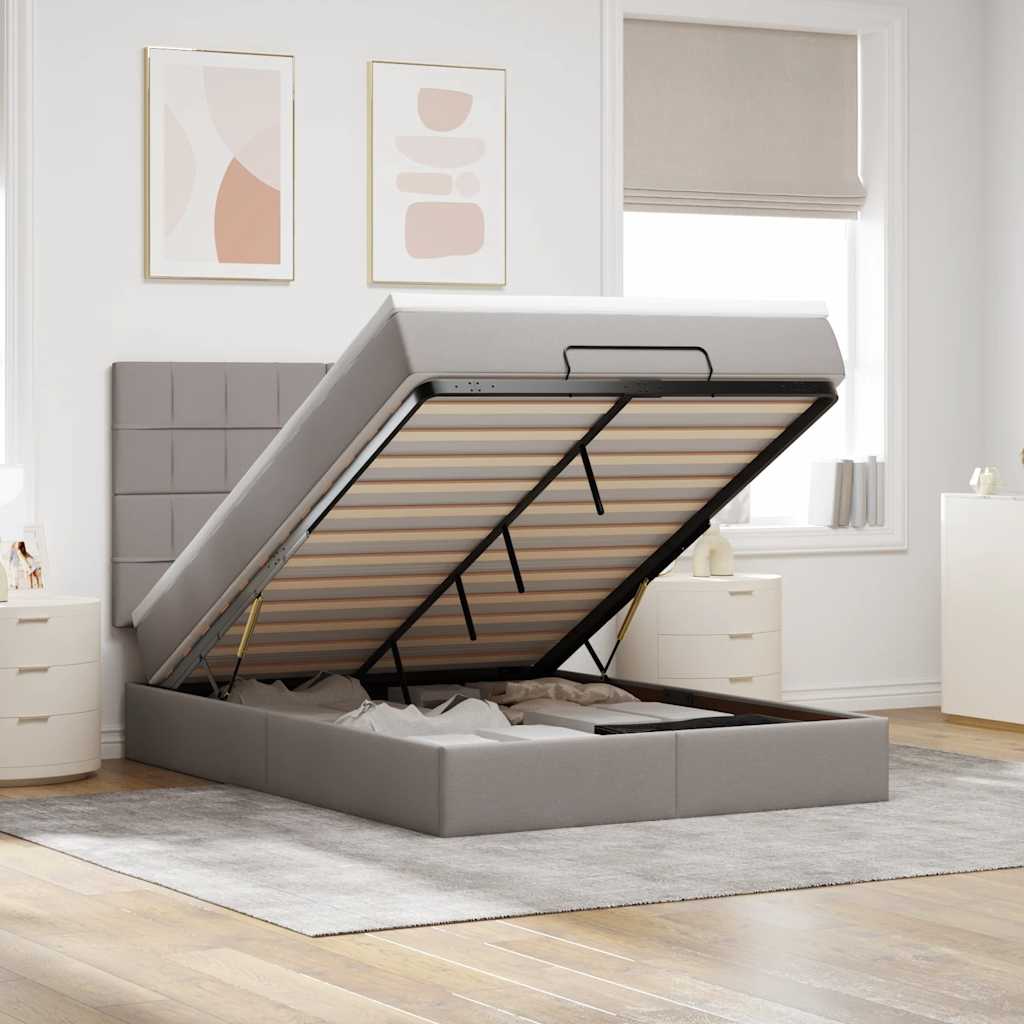 Ottoman Bed Met Matras 140X190Cm Stof 140 x 190 cm Taupe