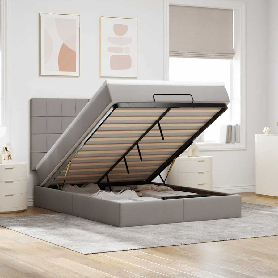Ottoman Bed Met Matras 140X190Cm Stof 140 x 190 cm Taupe