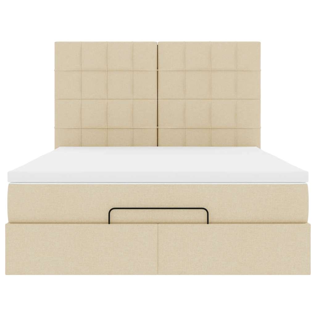 Ottoman bed met matras 140x190cm stof crèmekleurig