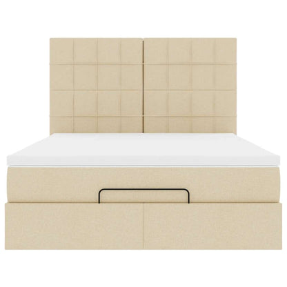 Ottoman bed met matras 140x190cm stof crèmekleurig