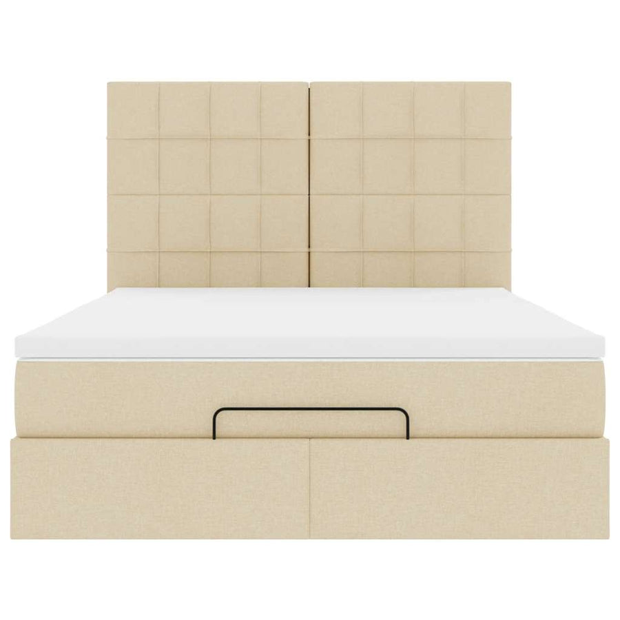Ottoman bed met matras 140x190cm stof crèmekleurig