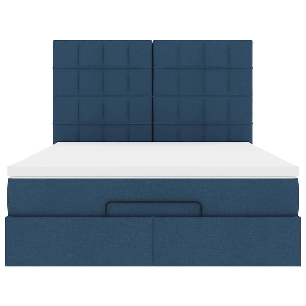 Ottoman bed met matras 140x190cm stof blauw