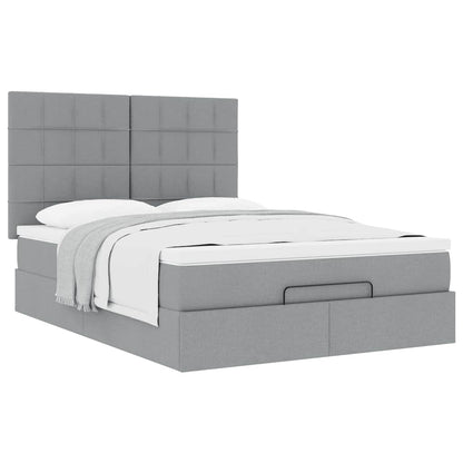 Ottoman bed met matras 140x200cm stof lichtgrijs