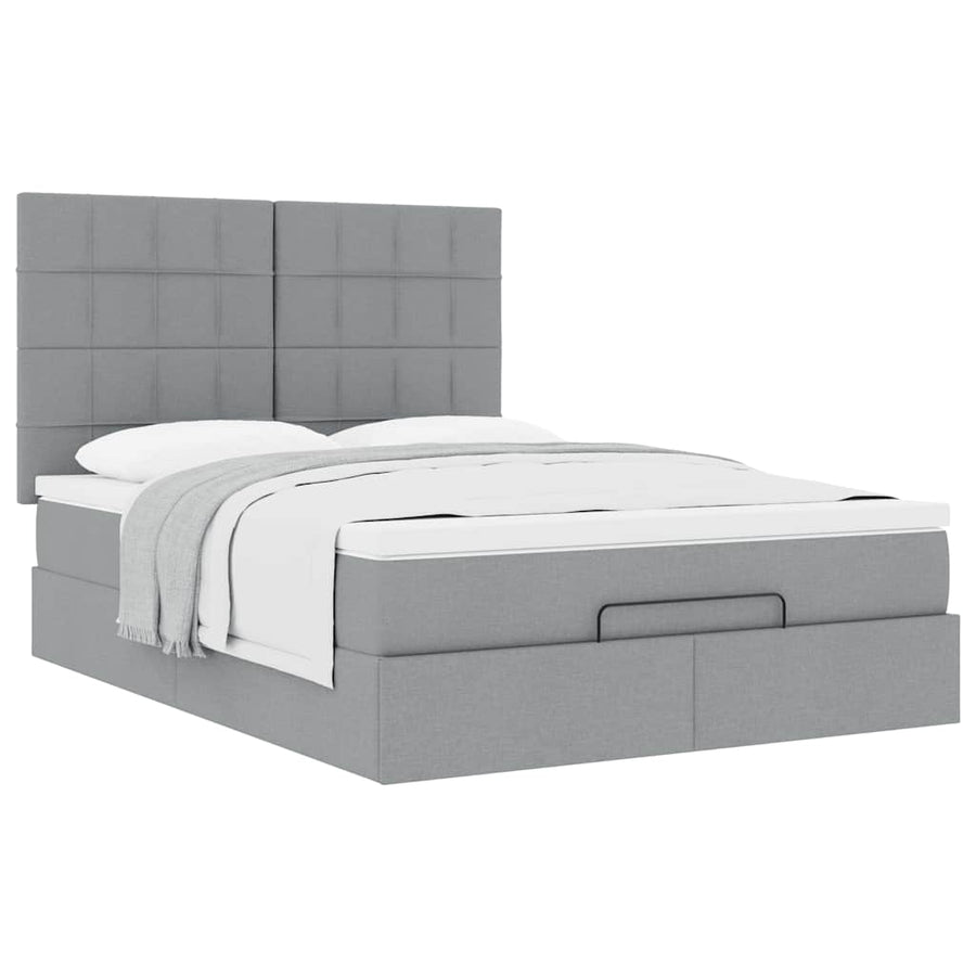 Ottoman bed met matras 140x200cm stof lichtgrijs