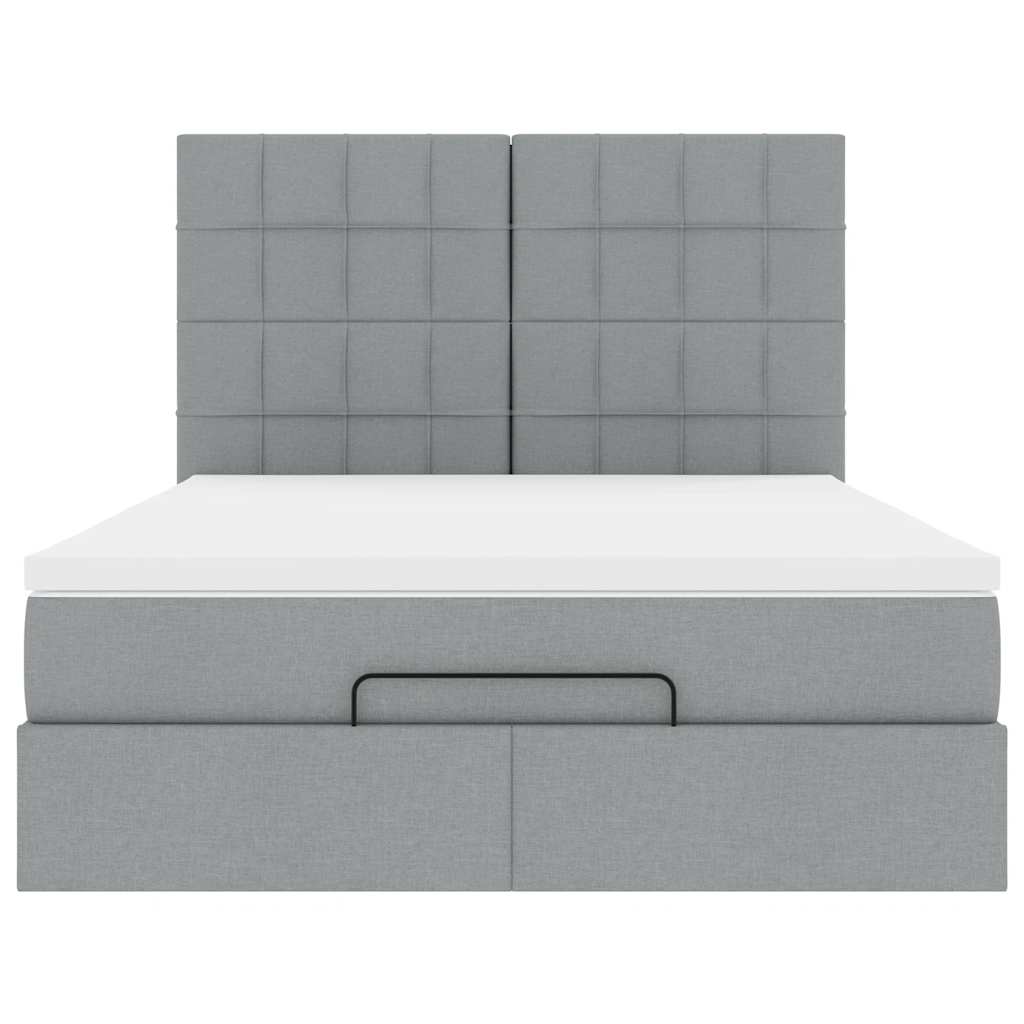 Ottoman bed met matras 140x200cm stof lichtgrijs