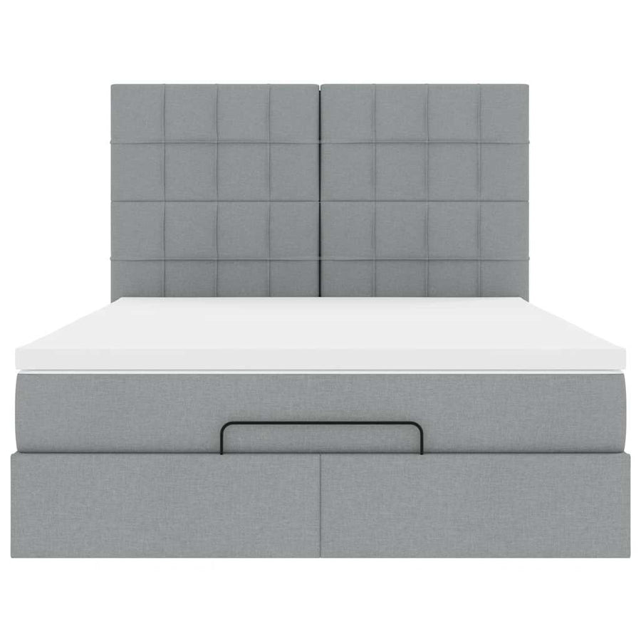 Ottoman bed met matras 140x200cm stof lichtgrijs