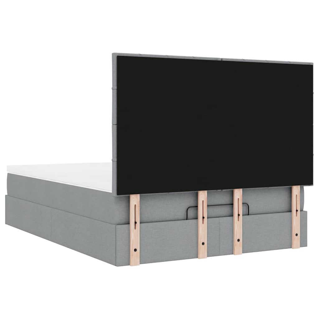 Ottoman bed met matras 140x200cm stof lichtgrijs