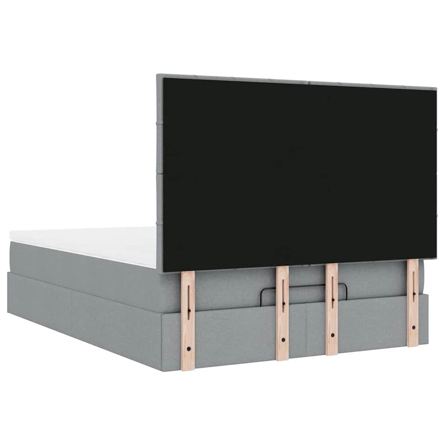 Ottoman bed met matras 140x200cm stof lichtgrijs