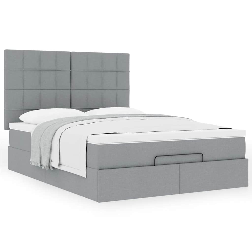Ottoman bed met matras 140x200cm stof lichtgrijs