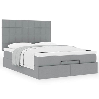 Ottoman bed met matras 140x200cm stof lichtgrijs