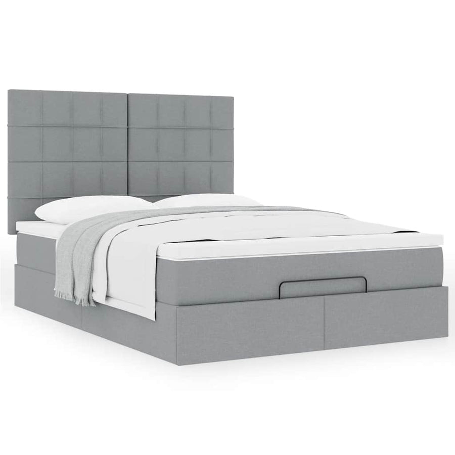 Ottoman bed met matras 140x200cm stof lichtgrijs