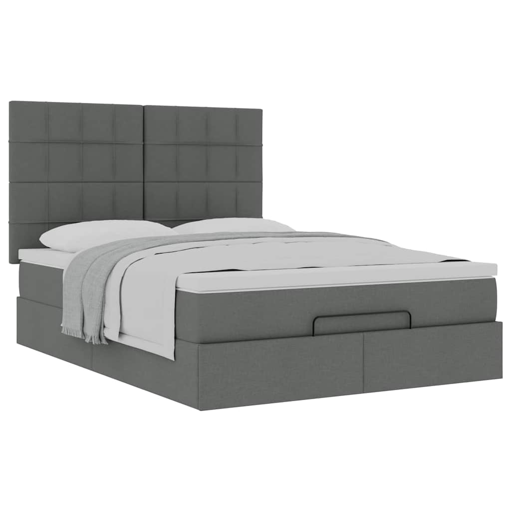 Ottoman bed met matras 140x200cm stof donkergrijs