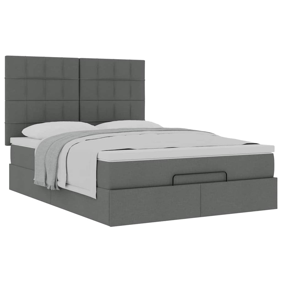 Ottoman bed met matras 140x200cm stof donkergrijs