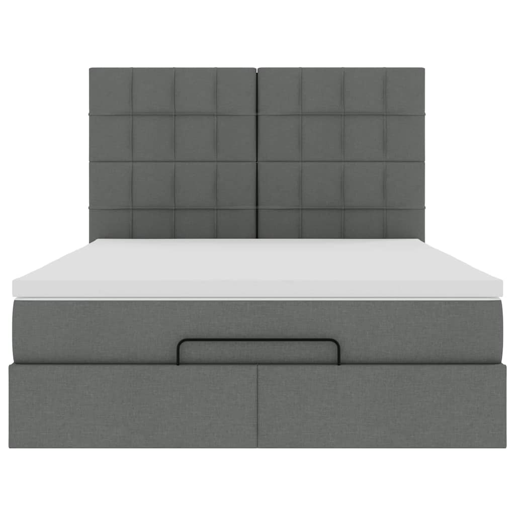 Ottoman bed met matras 140x200cm stof donkergrijs