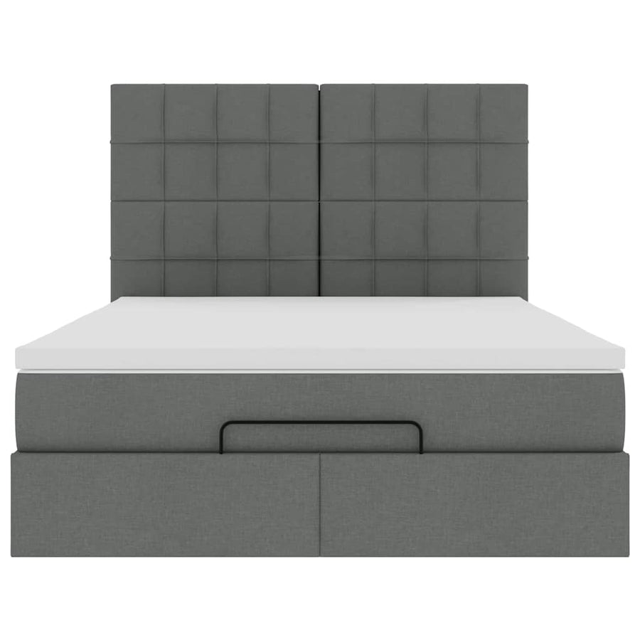 Ottoman bed met matras 140x200cm stof donkergrijs