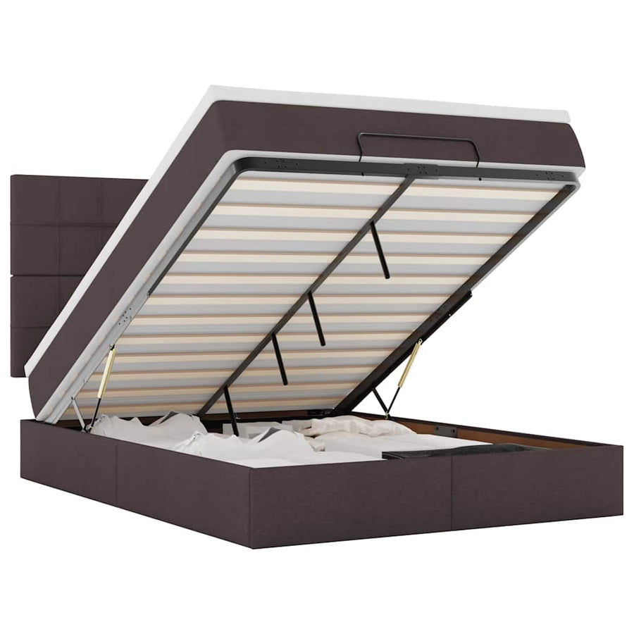 Ottoman bed met matras 140x200cm stof donkerbruin