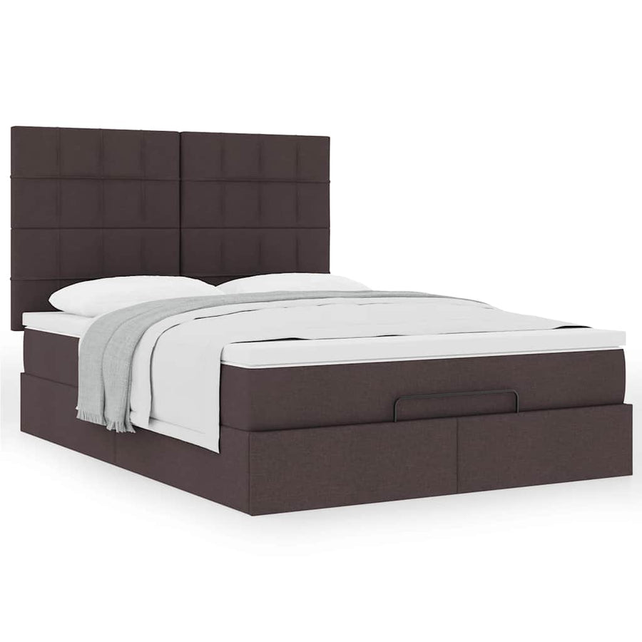 Ottoman bed met matras 140x200cm stof donkerbruin