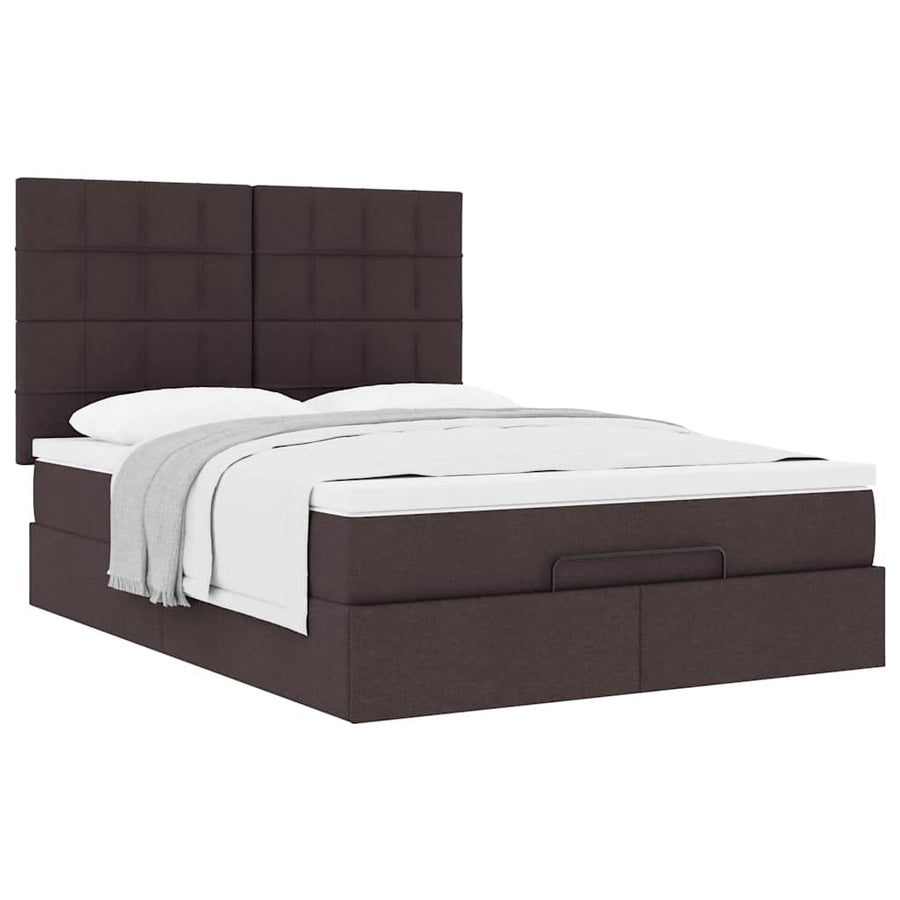 Ottoman bed met matras 140x200cm stof donkerbruin