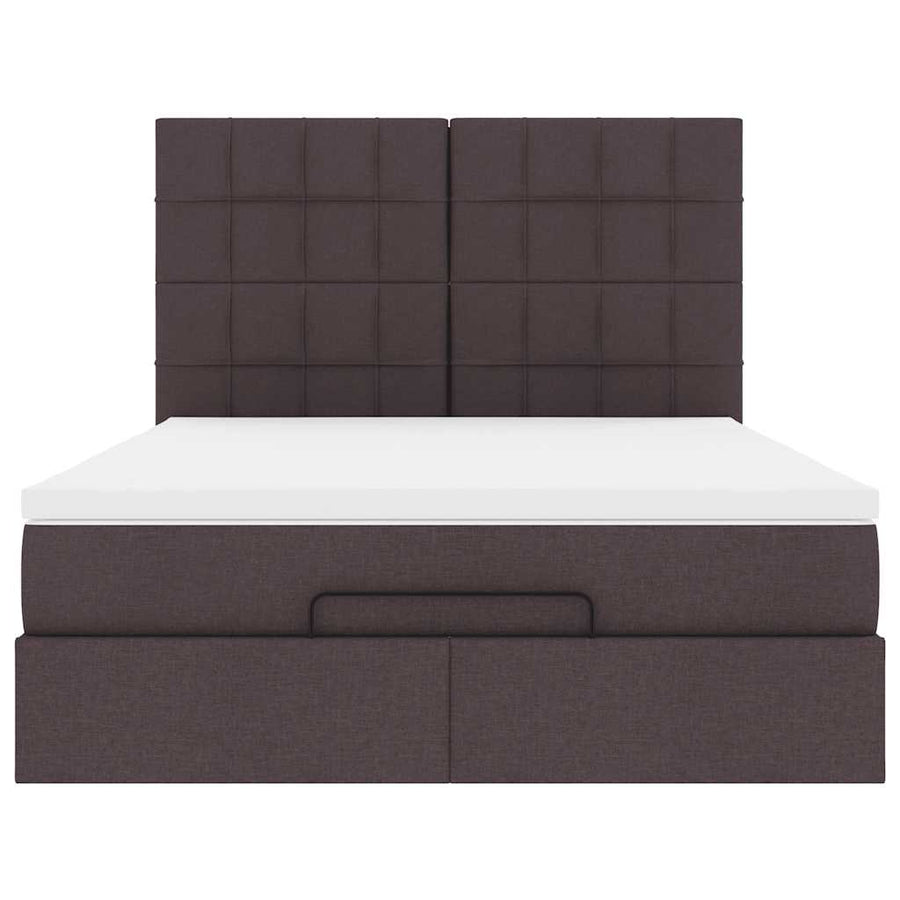 Ottoman bed met matras 140x200cm stof donkerbruin