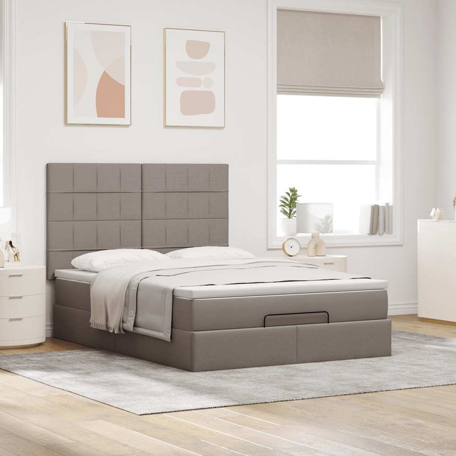 Ottoman bed met matras 140x200cm stof taupe