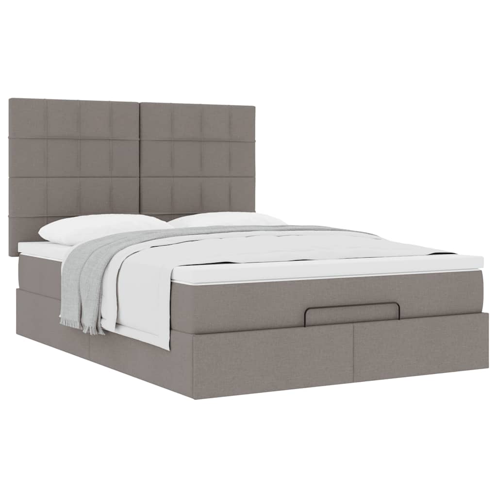 Ottoman bed met matras 140x200cm stof taupe