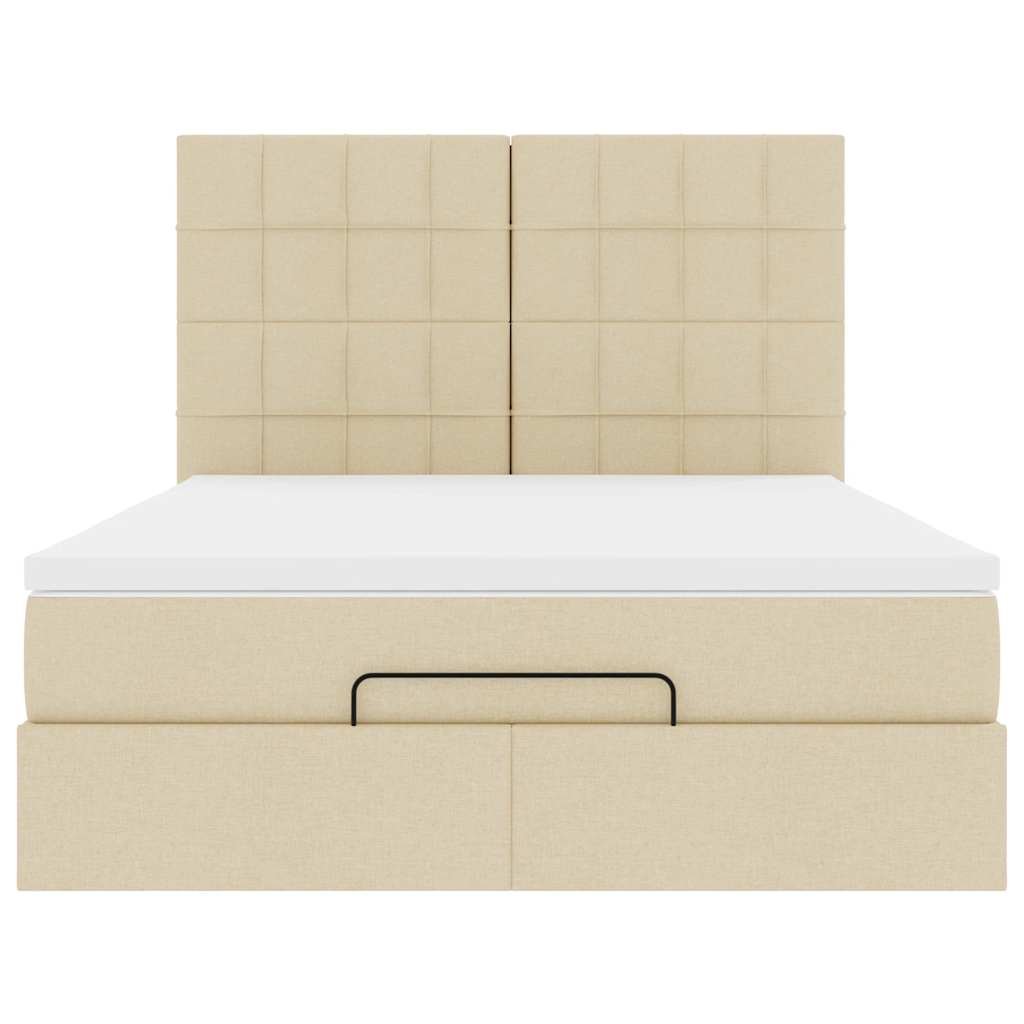 Ottoman bed met matras 140x200cm stof crèmekleurig