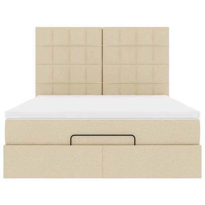 Ottoman bed met matras 140x200cm stof crèmekleurig