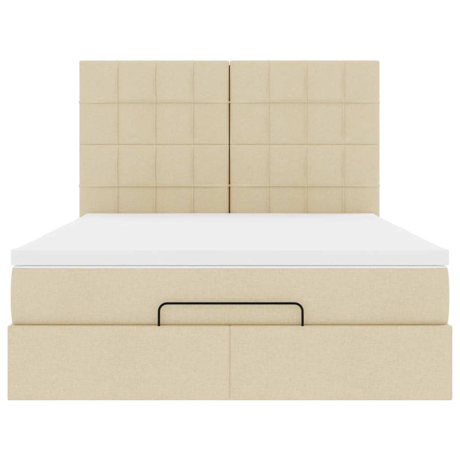 Ottoman bed met matras 140x200cm stof crèmekleurig