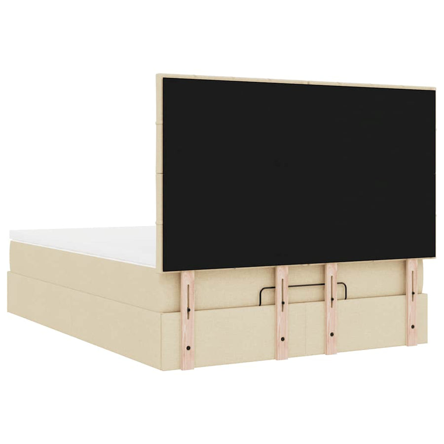 Ottoman bed met matras 140x200cm stof crèmekleurig