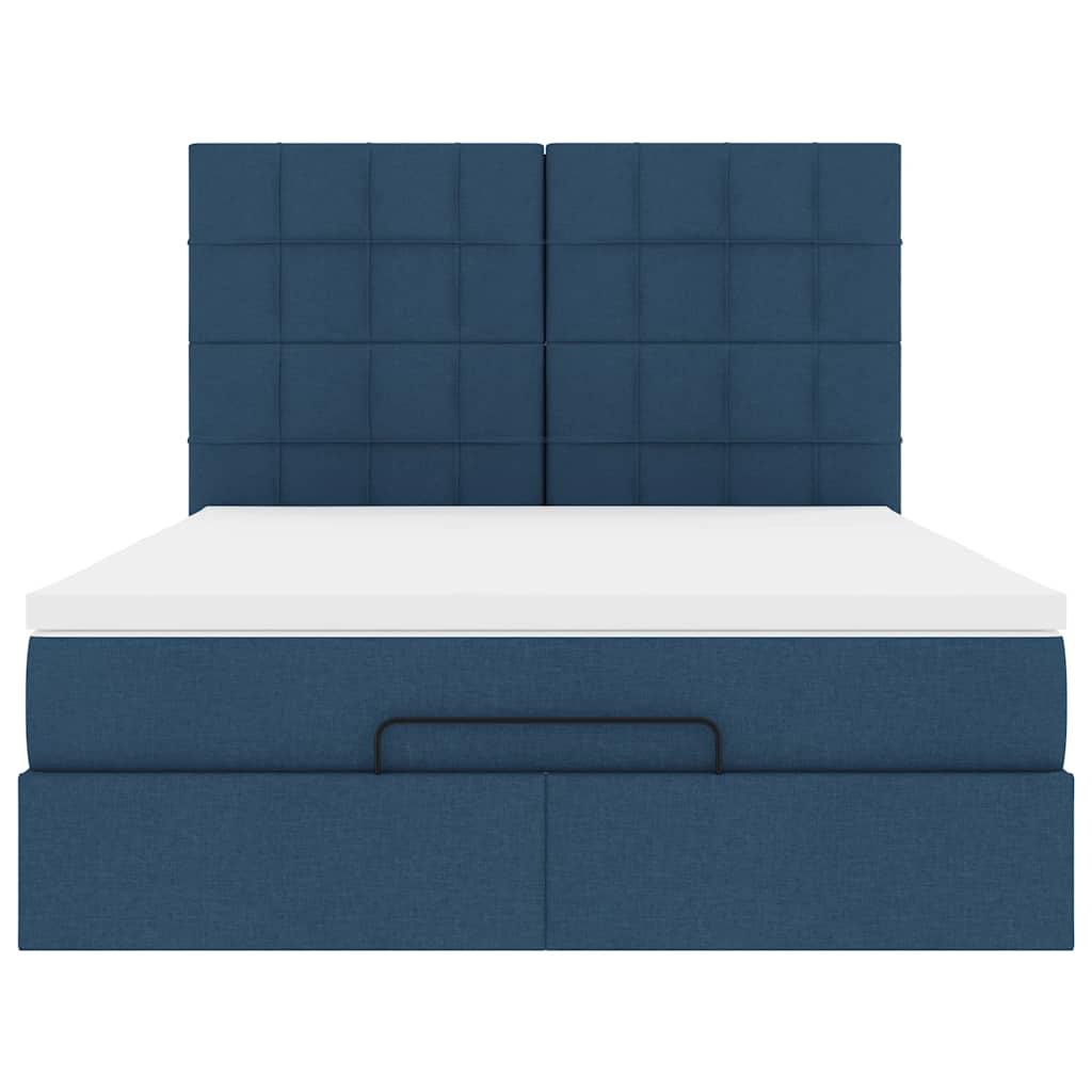 Ottoman bed met matras 140x200cm stof blauw