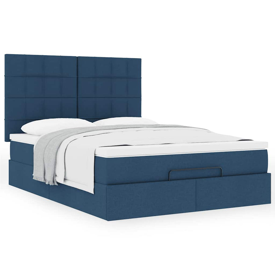 Ottoman bed met matras 140x200cm stof blauw