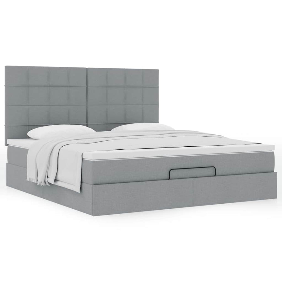 Ottoman bed met matras 160x200cm stof lichtgrijs