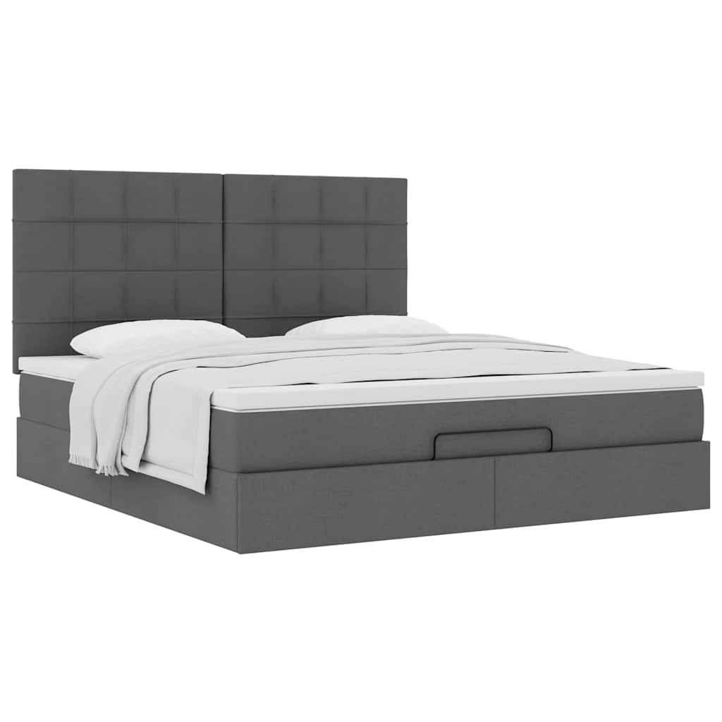 Ottoman bed met matras 160x200cm stof donkergrijs