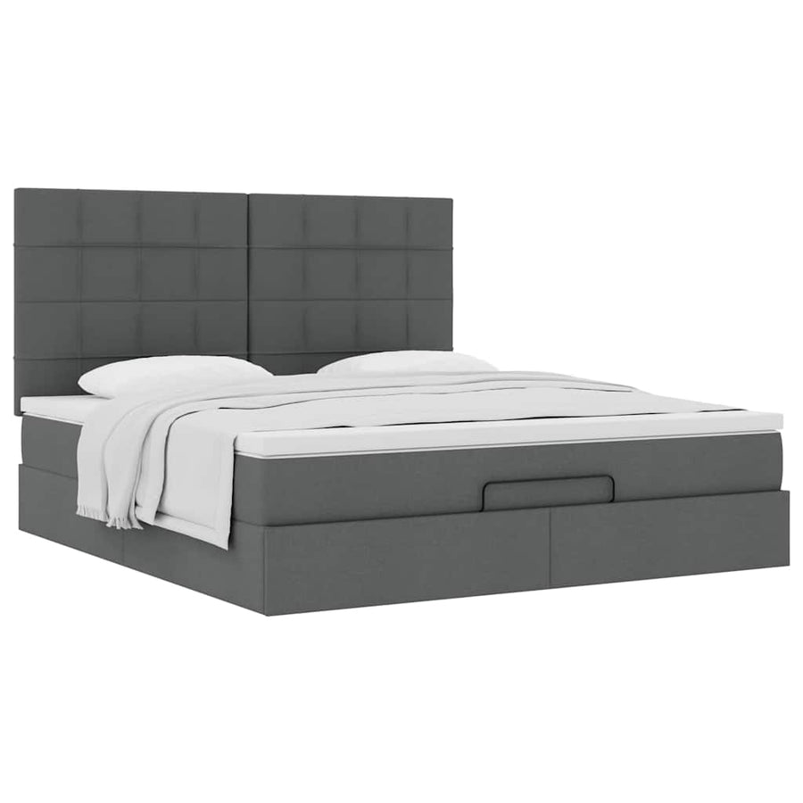 Ottoman bed met matras 160x200cm stof donkergrijs