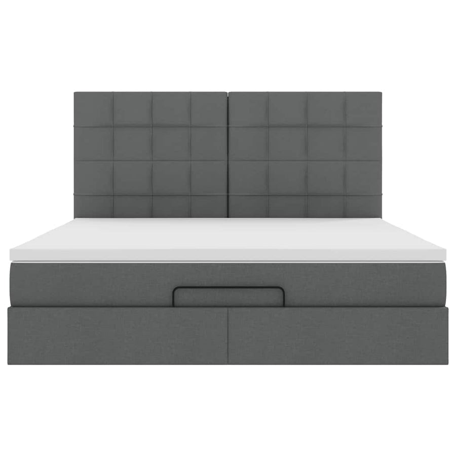 Ottoman bed met matras 160x200cm stof donkergrijs