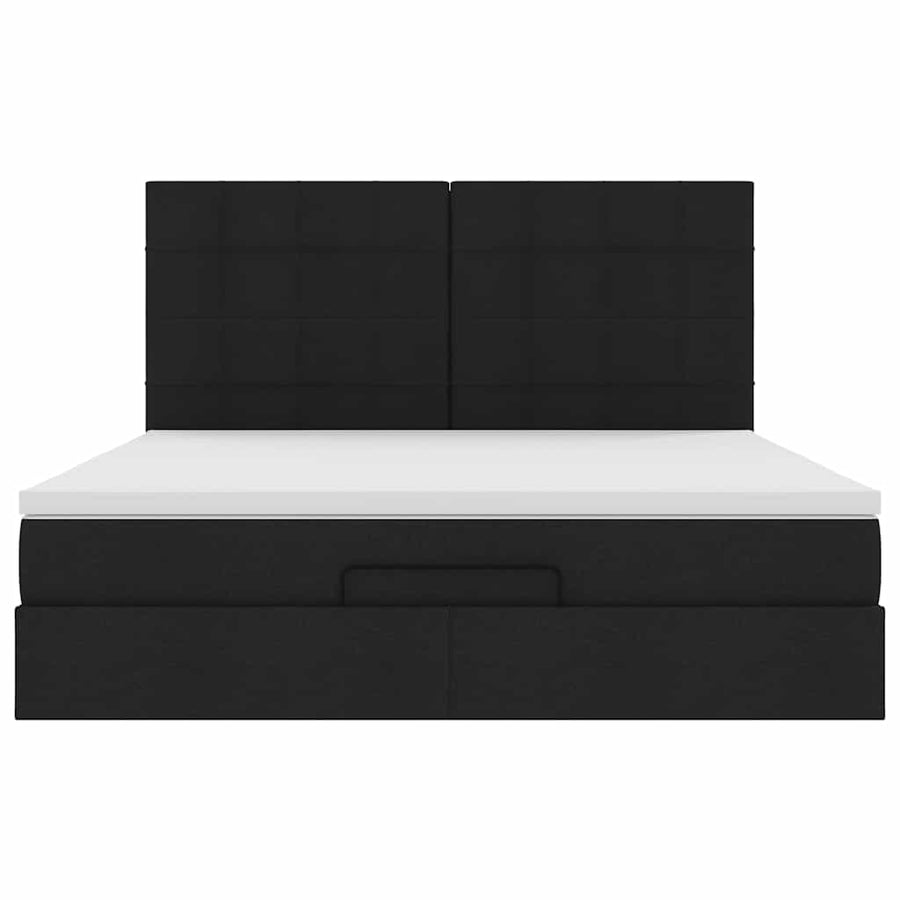 Ottoman bed met matras 160x200cm stof zwart