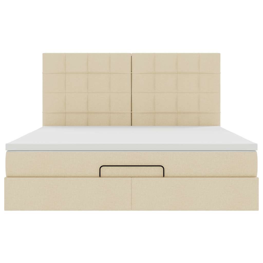 Ottoman bed met matras 160x200cm stof crèmekleurig