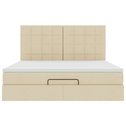 Ottoman bed met matras 160x200cm stof crèmekleurig