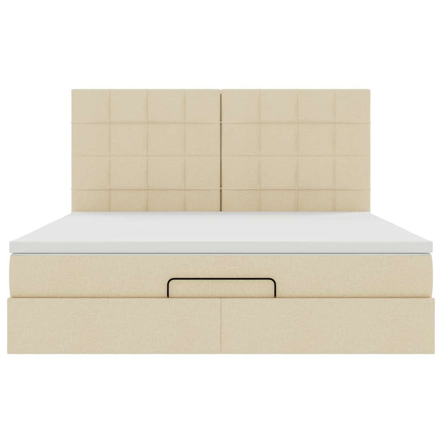Ottoman bed met matras 160x200cm stof crèmekleurig