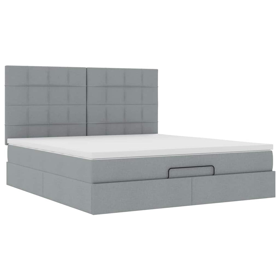 Ottoman bed met matras 180x200cm stof lichtgrijs