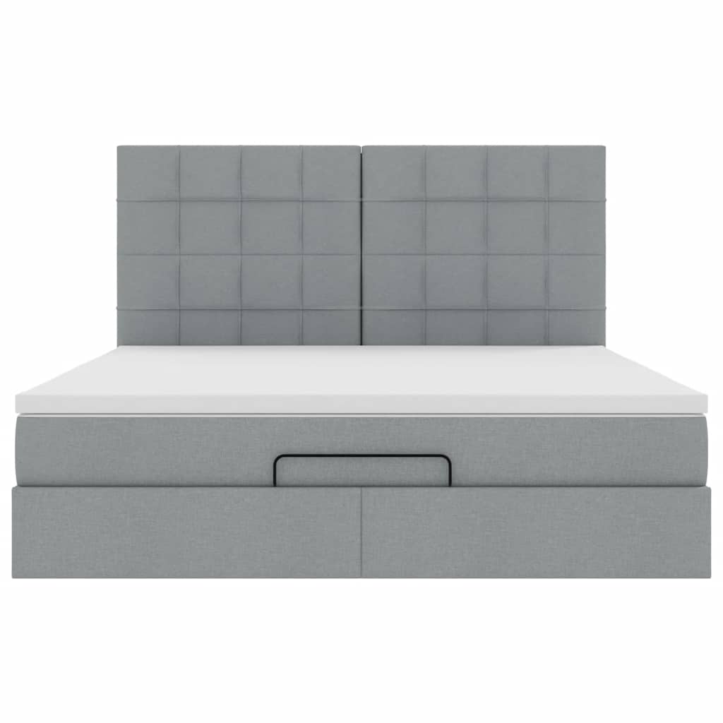 Ottoman bed met matras 180x200cm stof lichtgrijs