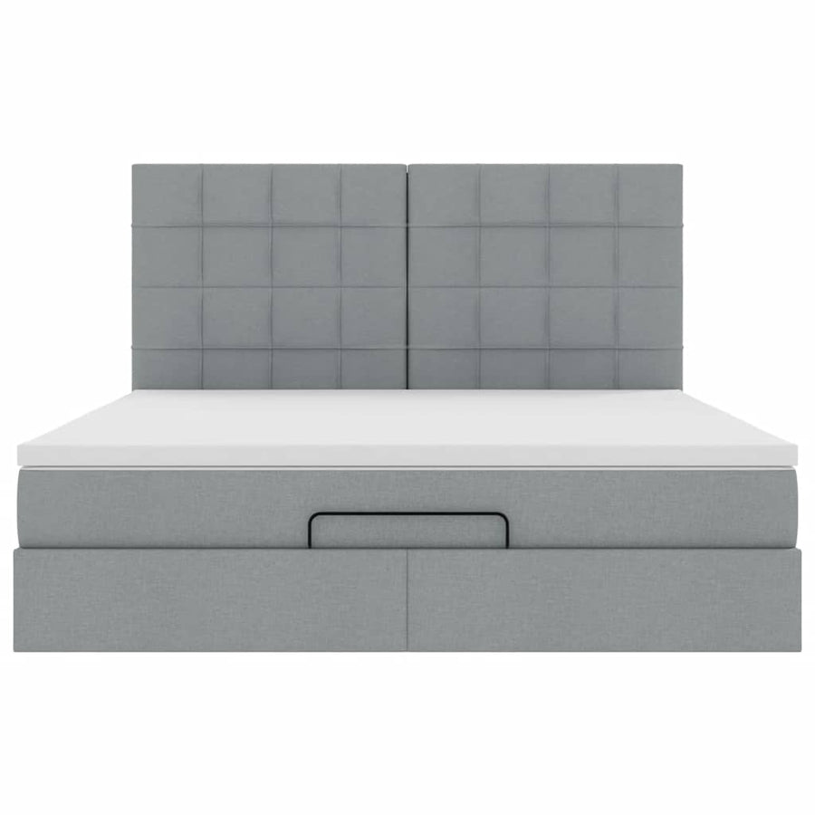 Ottoman bed met matras 180x200cm stof lichtgrijs